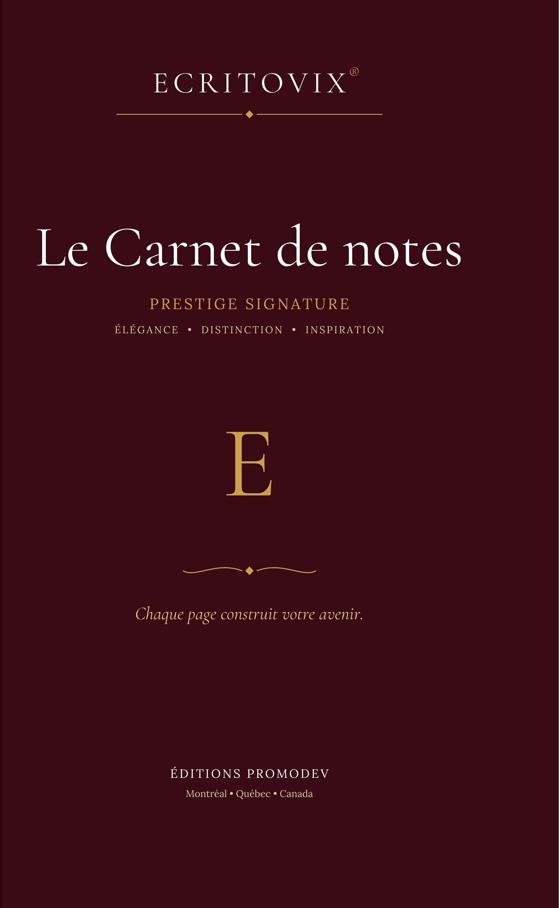 Carnet de notes ECRITOVIX Prestige Signature, couverture broché bourgogne et or