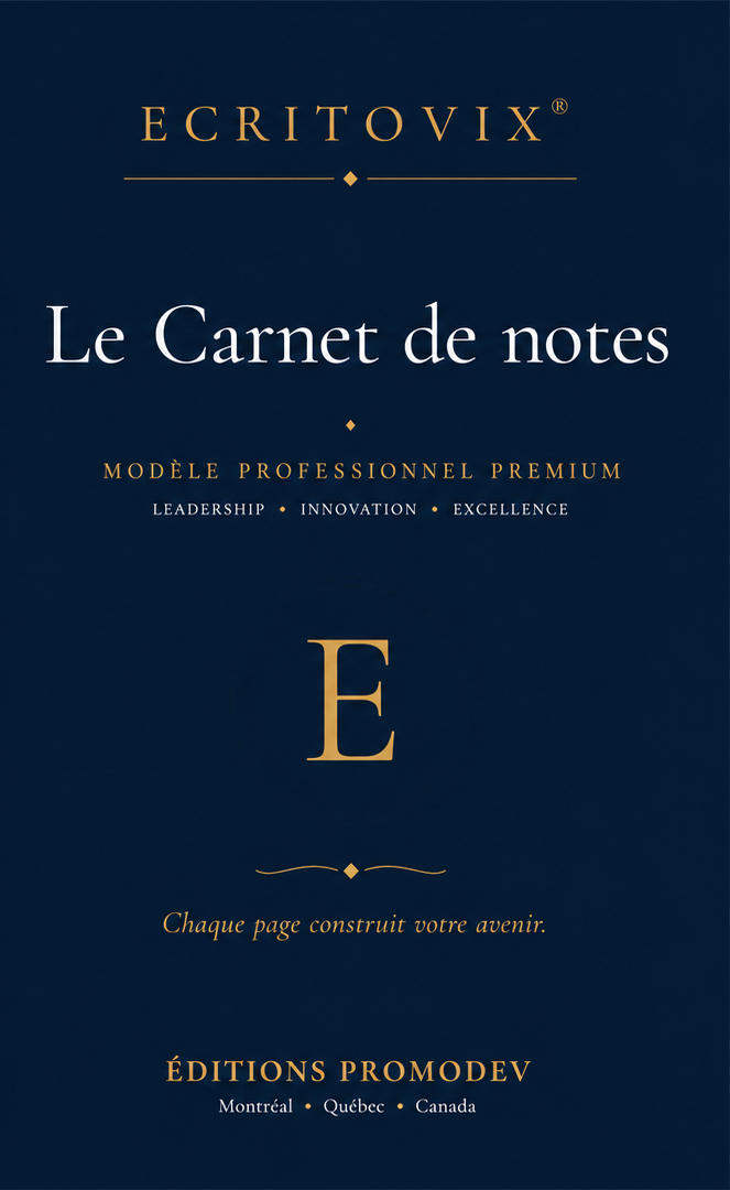 Carnet de notes ECRITOVIX Professionnel Premium, couverture broché bleu marine et or