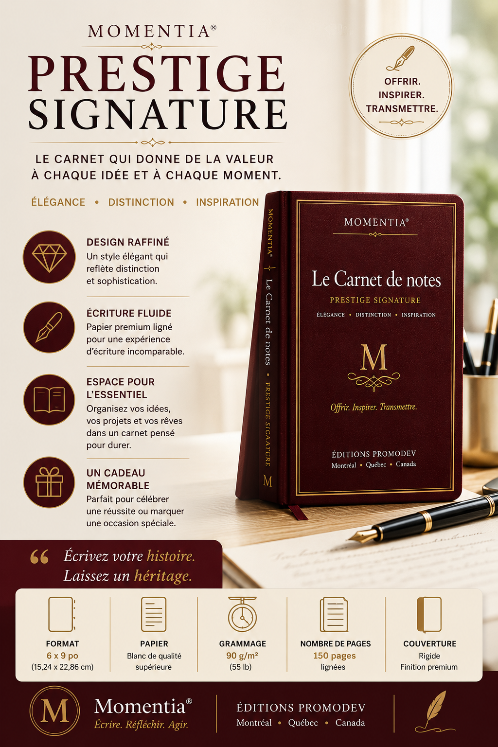 Carnet Prestige Signature Momentia, présentation du carnet cadeau bourgogne