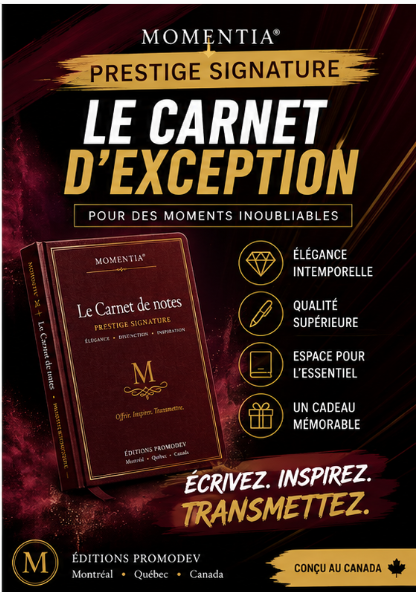 Carnet Prestige Signature Momentia, mise en situation élégante pour offrir