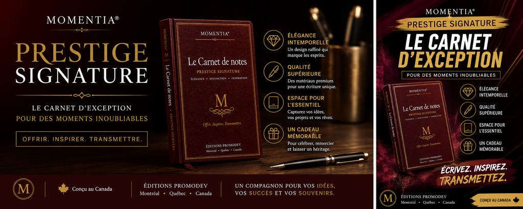 Carnet Prestige Signature des Éditions PROMODEV, idée cadeau raffinée Momentia