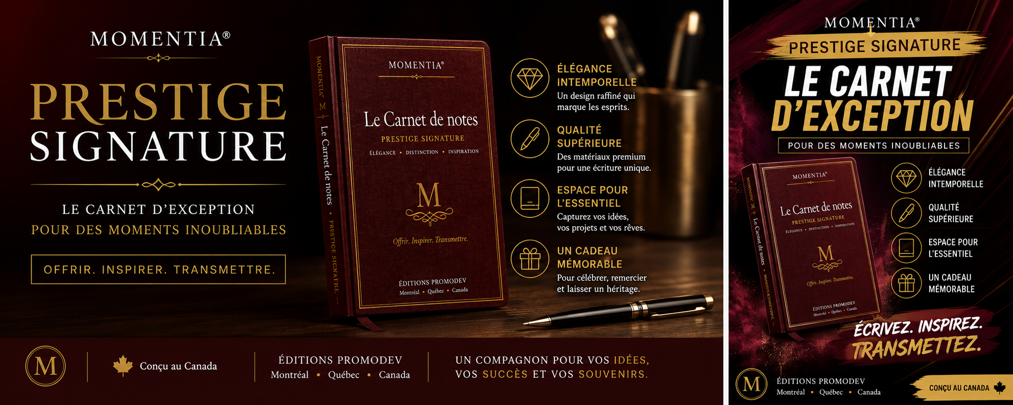 Carnet Prestige Signature des Éditions PROMODEV, idée cadeau raffinée Momentia