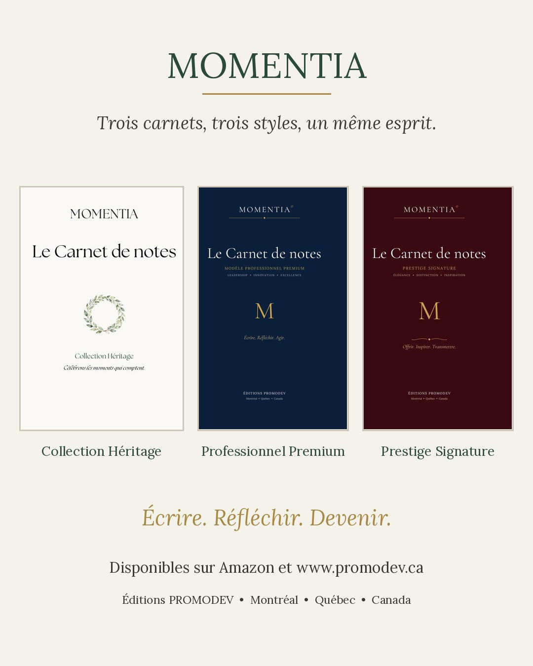 Carnet de notes Professionnel Premium Momentia, couverture bleu marine et or