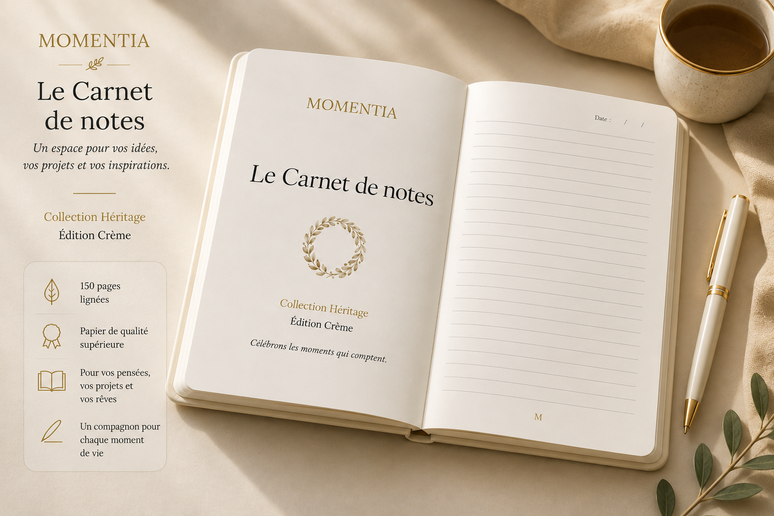 Le Carnet de notes – Collection Héritage · Édition Crème